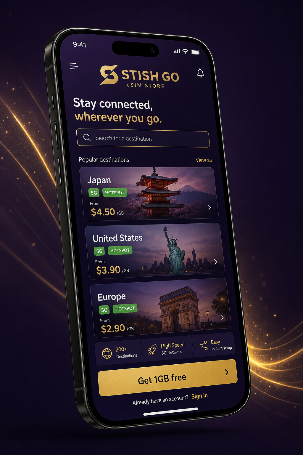 The SecretESIM app showing remaining data
